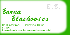 barna blaskovics business card